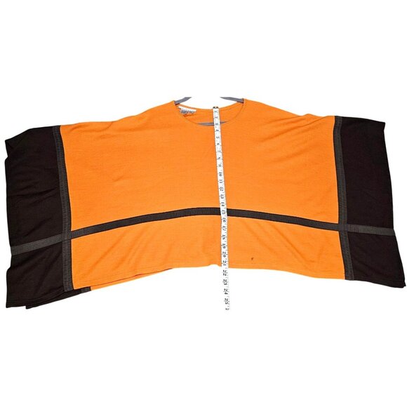 I.K.C. For Country Wear Orange & Brown Poncho Top 2X Italian - Picture 7 of 7